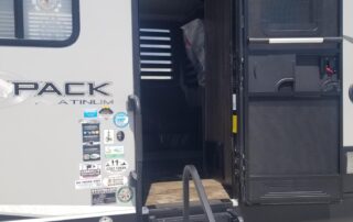 The door of an rv with a slide out.